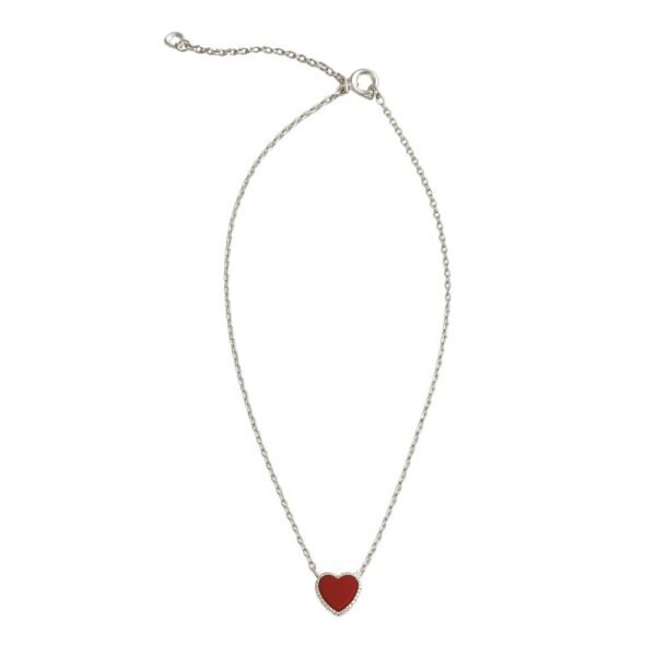 23 cm (2) Gargantilla de corazón con esmalte de color rojo